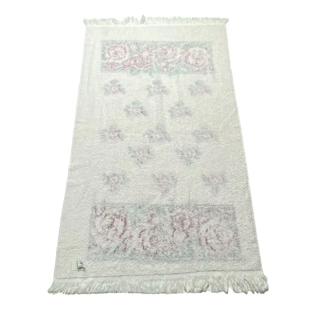 Vintage Franco Fringed Towels Roses Rose Print Set of Two Made in USA